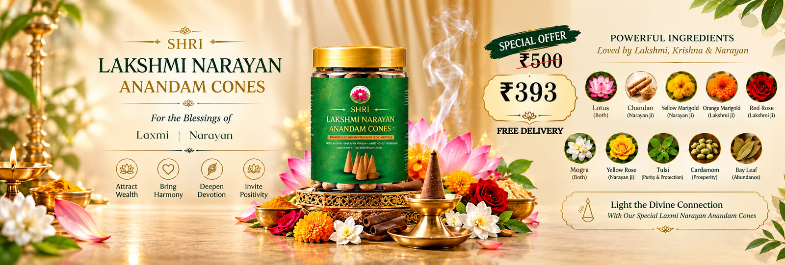 ShriPadma Vaikuntha — Shri Lakshmi Narayan Anandam Dhoop Cones