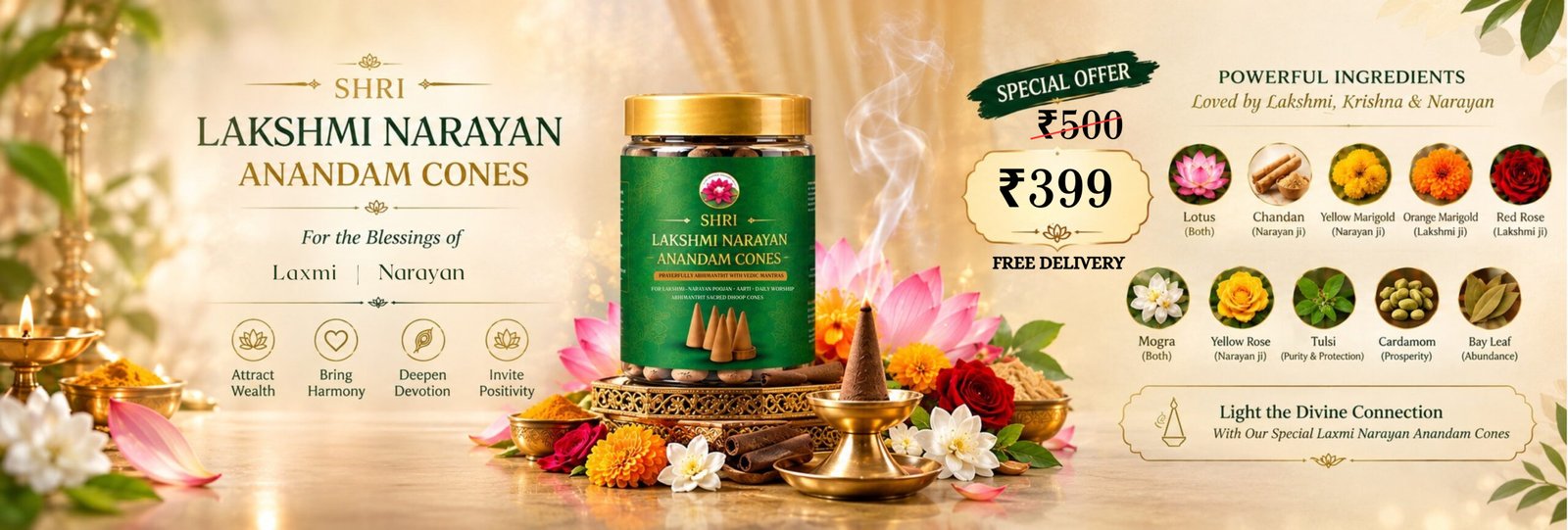 ShriPadma Vaikuntha — Shri Lakshmi Narayan Anandam Dhoop Cones
